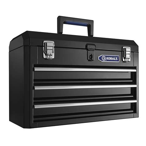 kobalt portable 20.67 in 3 drawer steel lockable tool box|kobalt lockable steel.